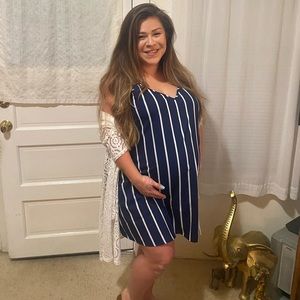 Blue and White Stripped Maternity Dress
